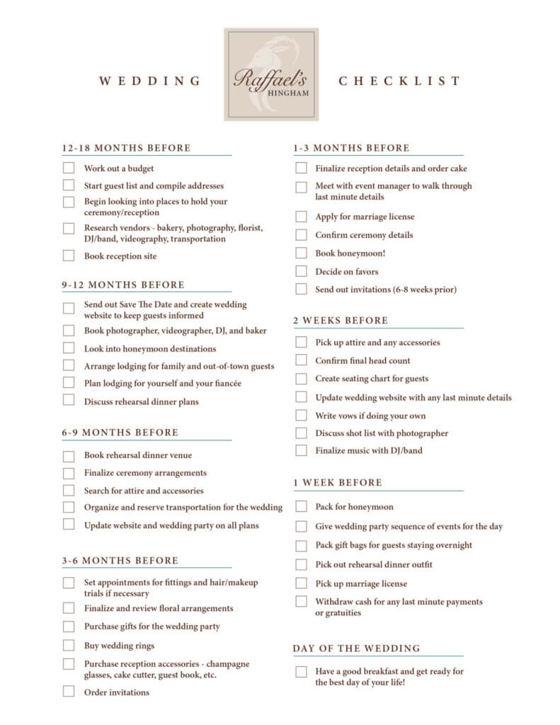 Raffael's Wedding Checklist